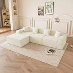 Canapé sectionnel GDFStudio Nira moderne de 277 cm à 3 places réversible sans cadre, recouvert de velours côtelé, avec pouf et 4 oreillers