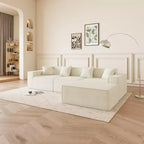 Canapé sectionnel GDFStudio Nira moderne de 277 cm à 3 places réversible sans cadre, recouvert de velours côtelé, avec pouf et 4 oreillers