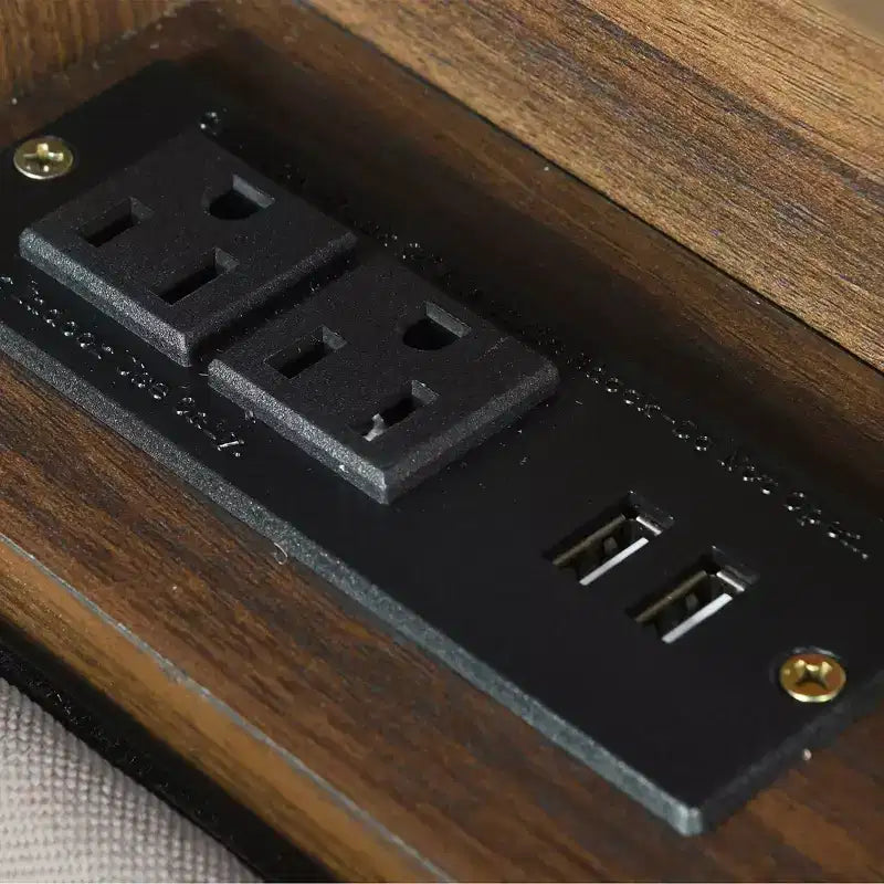 Cadre de lit double/grand lit avec tête de lit de rangement et lit gigogne double XL, lit plateforme en lin avec 2 tiroirs et prises et ports USB