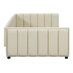 Lit gigogne en bois pour mère et enfant, tailles Queen et Twin XL, capitonné en cuir PU, plateforme au sol