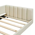 Lit gigogne en bois pour mère et enfant, tailles Queen et Twin XL, capitonné en cuir PU, plateforme au sol