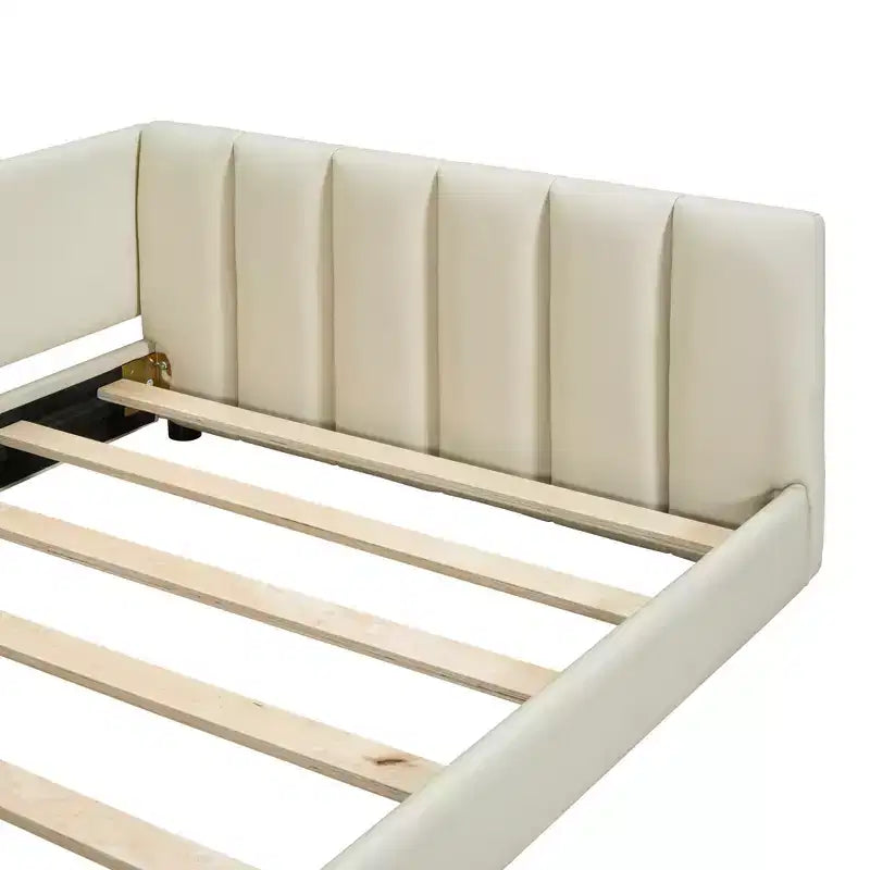Lit gigogne en bois pour mère et enfant, tailles Queen et Twin XL, capitonné en cuir PU, plateforme au sol