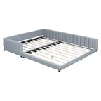 Lit gigogne en bois pour mère et enfant, tailles Queen et Twin XL, capitonné en cuir PU, plateforme au sol