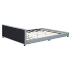 Lit gigogne en bois pour mère et enfant, tailles Queen et Twin XL, capitonné en cuir PU, plateforme au sol