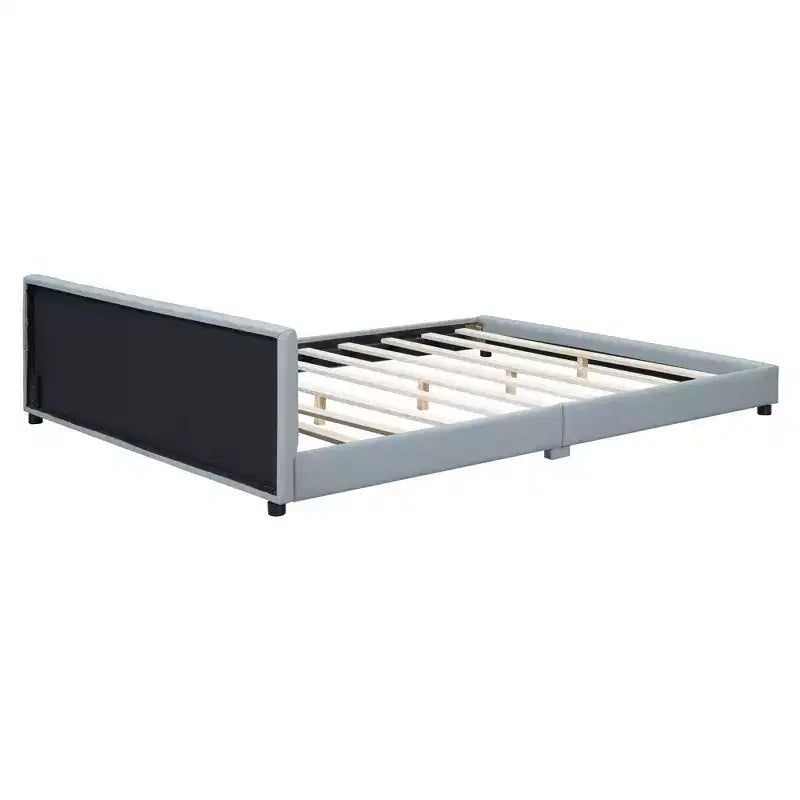 Lit gigogne en bois pour mère et enfant, tailles Queen et Twin XL, capitonné en cuir PU, plateforme au sol