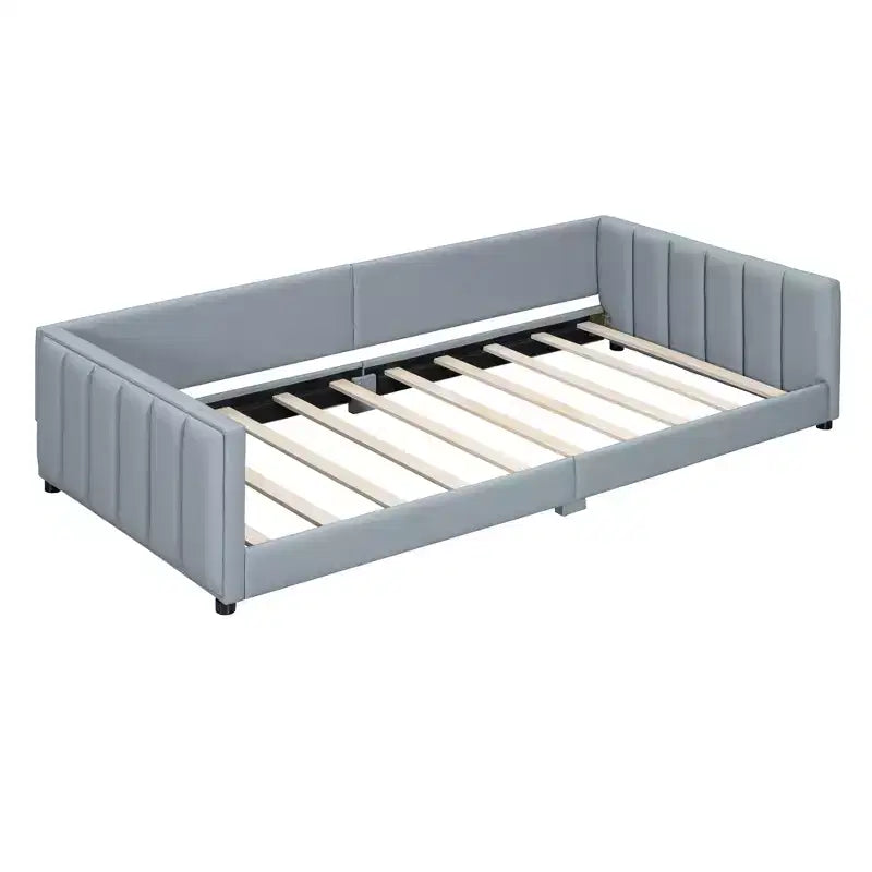 Lit gigogne en bois pour mère et enfant, tailles Queen et Twin XL, capitonné en cuir PU, plateforme au sol