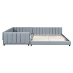 Lit gigogne en bois pour mère et enfant, tailles Queen et Twin XL, capitonné en cuir PU, plateforme au sol