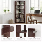 Homy Casa Étagère d'angle 6 niveaux en bois manufacturé, design d'angle peu encombrant pour salon, chambre et bureau