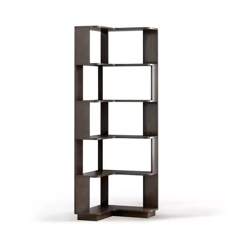 Homy Casa Étagère d'angle 6 niveaux en bois manufacturé, design d'angle peu encombrant pour salon, chambre et bureau