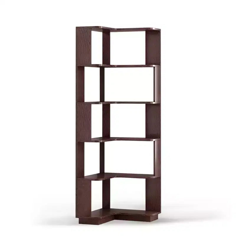 Homy Casa Étagère d'angle 6 niveaux en bois manufacturé, design d'angle peu encombrant pour salon, chambre et bureau