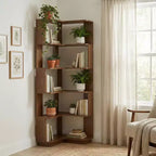Homy Casa Étagère d'angle 6 niveaux en bois manufacturé, design d'angle peu encombrant pour salon, chambre et bureau