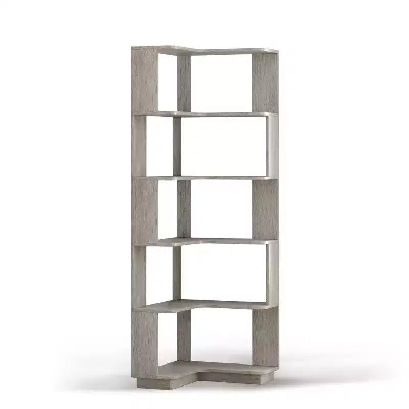 Homy Casa Étagère d'angle 6 niveaux en bois manufacturé, design d'angle peu encombrant pour salon, chambre et bureau