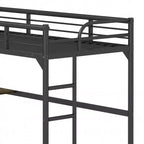 Bellemave Lit mezzanine double en métal avec bureau, échelle et garde-corps, bureau sous le lit, Noir