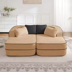 77.2 Tissu Peluche Sans assemblage Canapé désossé en éponge haute densité 32D, Canapé moelleux et confortable avec doubles méridiennes, Canapé-lit pour salon, Blanc