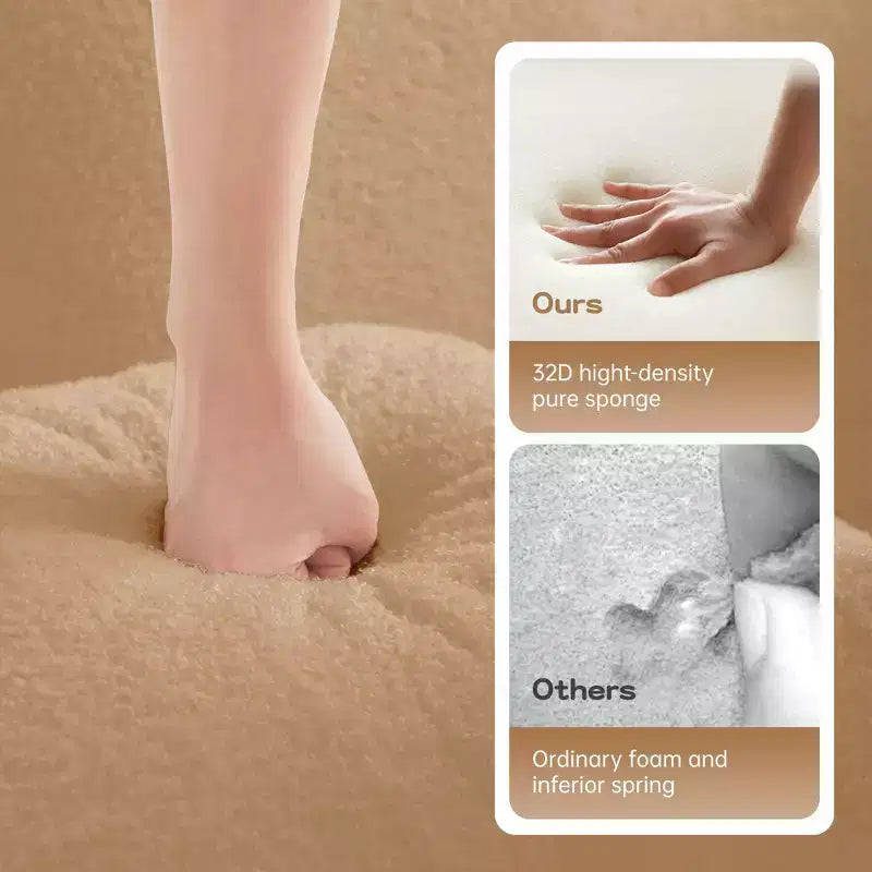 77.2 Tissu Peluche Sans assemblage Canapé désossé en éponge haute densité 32D, Canapé moelleux et confortable avec doubles méridiennes, Canapé-lit pour salon, Blanc