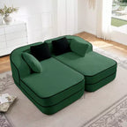 77.2 Tissu Peluche Sans assemblage Canapé désossé en éponge haute densité 32D, Canapé moelleux et confortable avec doubles méridiennes, Canapé-lit pour salon, Blanc