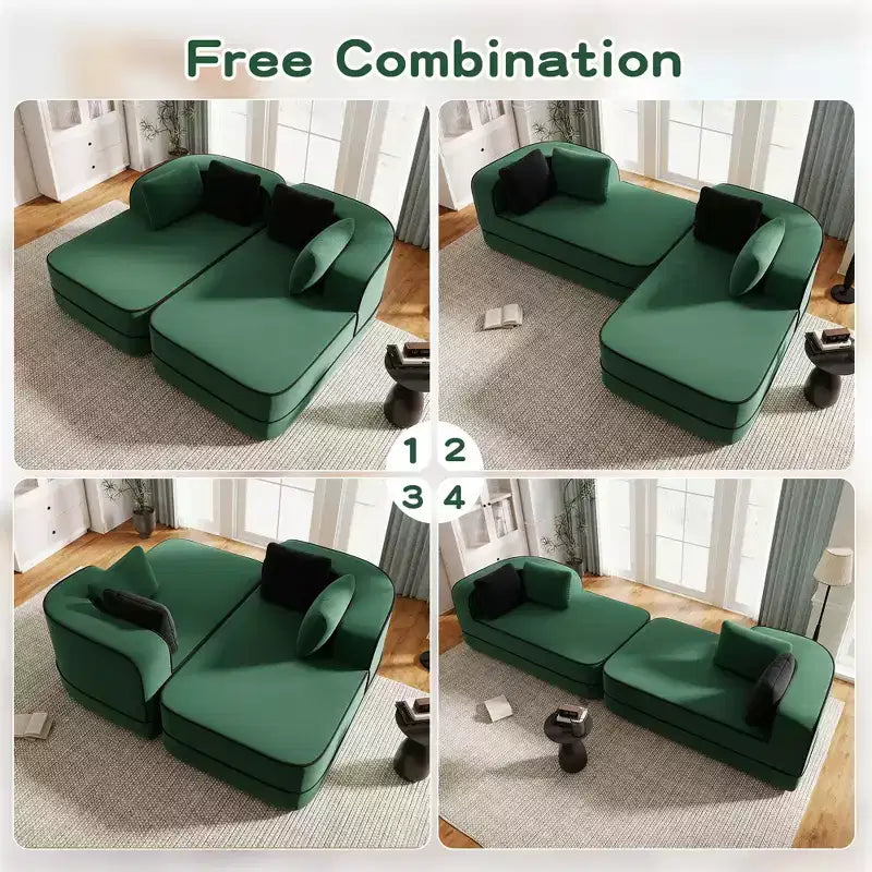 77.2 Tissu Peluche Sans assemblage Canapé désossé en éponge haute densité 32D, Canapé moelleux et confortable avec doubles méridiennes, Canapé-lit pour salon, Blanc