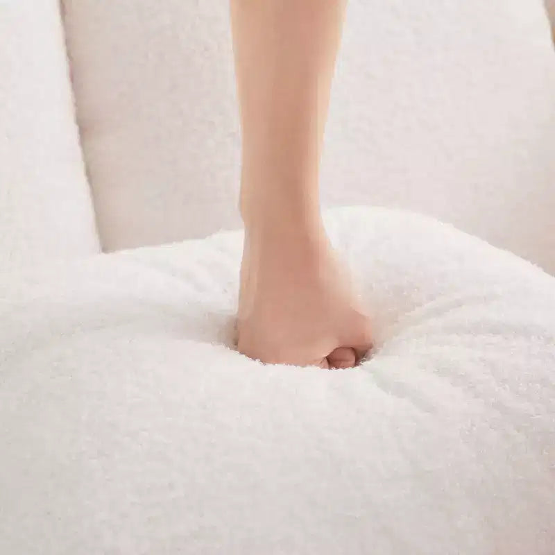 77.2 Tissu Peluche Sans assemblage Canapé désossé en éponge haute densité 32D, Canapé moelleux et confortable avec doubles méridiennes, Canapé-lit pour salon, Blanc