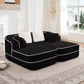 77.2 Tissu Peluche Sans assemblage Canapé désossé en éponge haute densité 32D, Canapé moelleux et confortable avec doubles méridiennes, Canapé-lit pour salon, Blanc