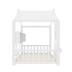 Lit au sol double Whisen & lit Montessori pour enfants, lit cabane avec étagère de rangement, design de toit