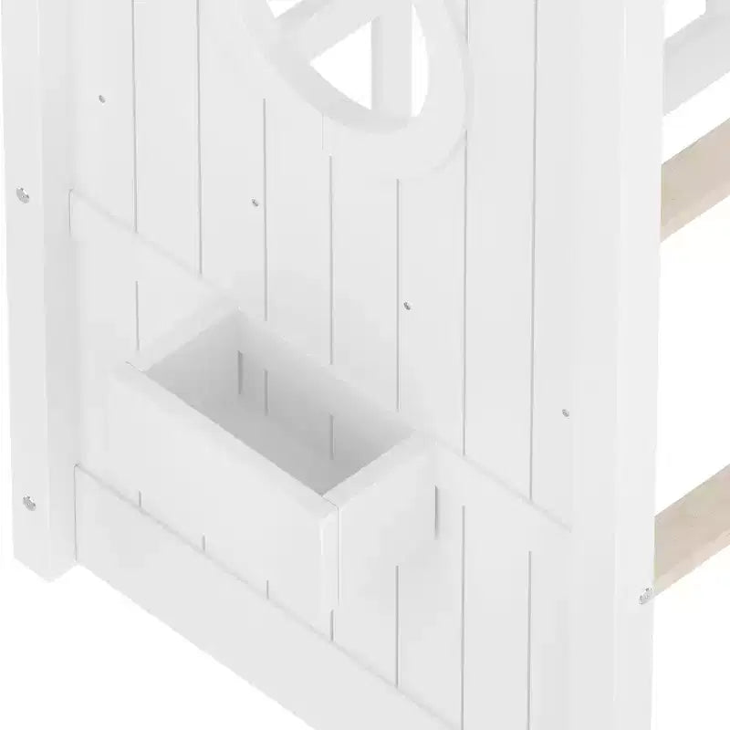 Lit au sol double Whisen & lit Montessori pour enfants, lit cabane avec étagère de rangement, design de toit