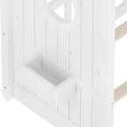 Lit au sol double Whisen & lit Montessori pour enfants, lit cabane avec étagère de rangement, design de toit