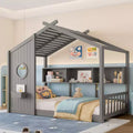 Whisen Twin Size Floor House Bed & Kids Montessori Bed, Playhouse Bed with Storage Shelf, Roof Design