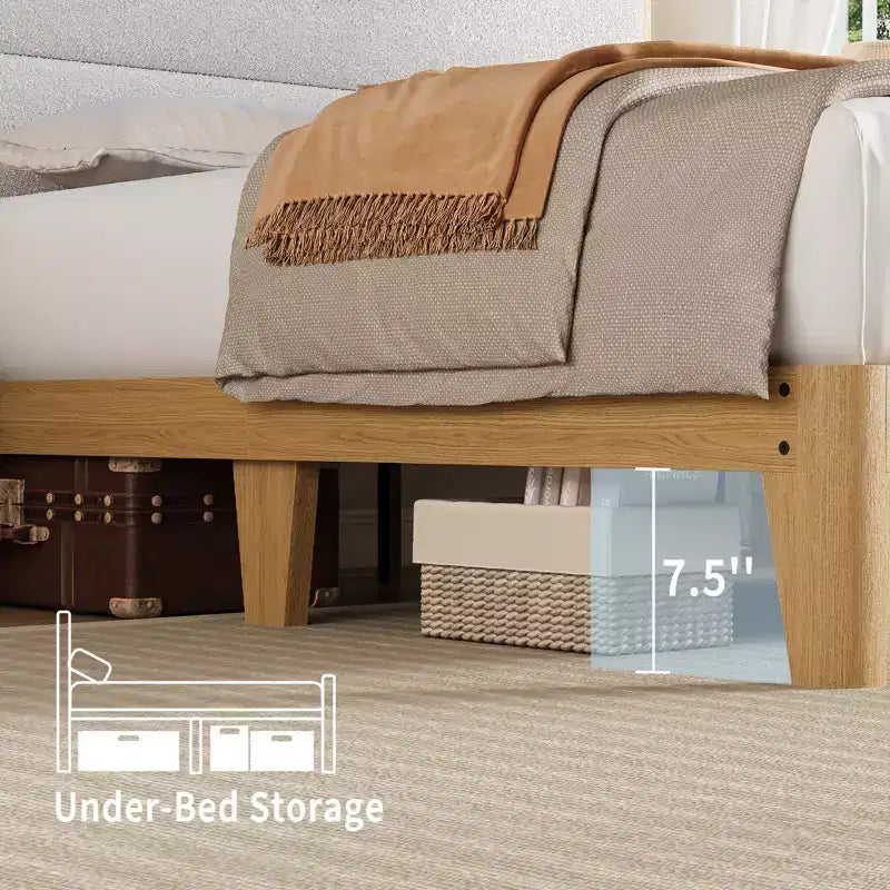 Cadre de lit COZONY avec lumières LED RGB et tête de lit de rangement à 2 niveaux, lit plateforme moderne pour chambre à coucher