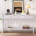 Narrow Console Table with Storage, Minimalist Wood Entryway Table with 4 Drawers and Bottom Shelf for Hallway and Entryway