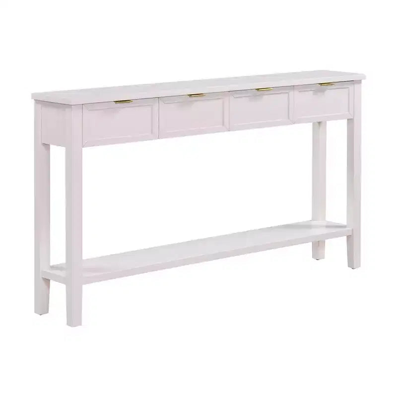 Console étroite avec rangement, table d'entrée minimaliste en bois avec 4 tiroirs et étagère inférieure pour couloir et entrée