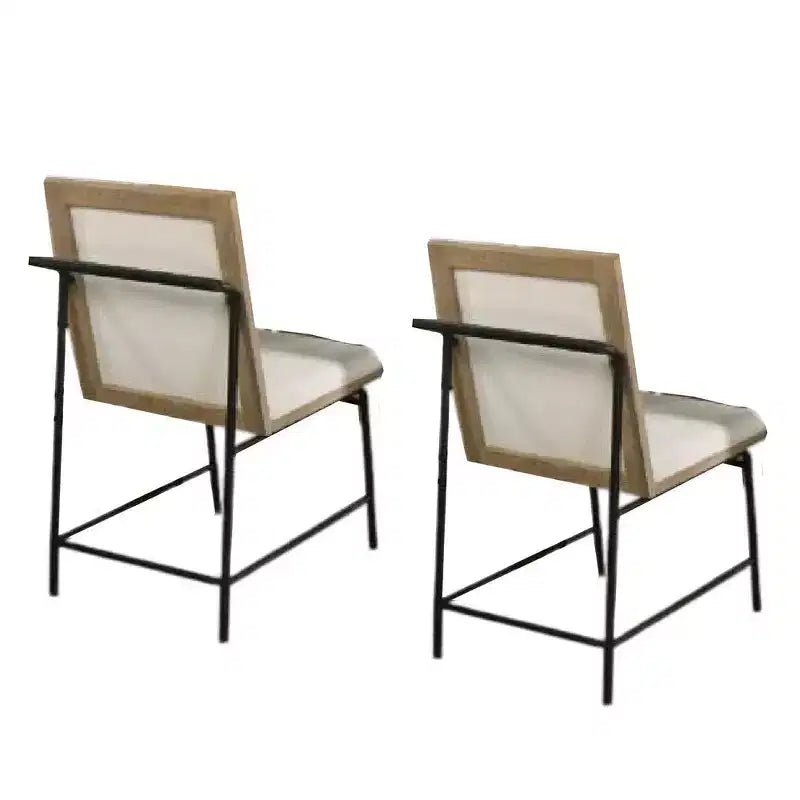 Lot de 2 chaises de salle à manger Royal Hampton, pieds en métal, hévéa chêne marron, polyester beige