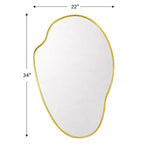 Miroir mural irrégulier asymétrique Vallia en laiton brossé, 22''x 34'' Miroir mural unique avec cadre en laiton pour salle de bain, entrée, chambre d'enfant