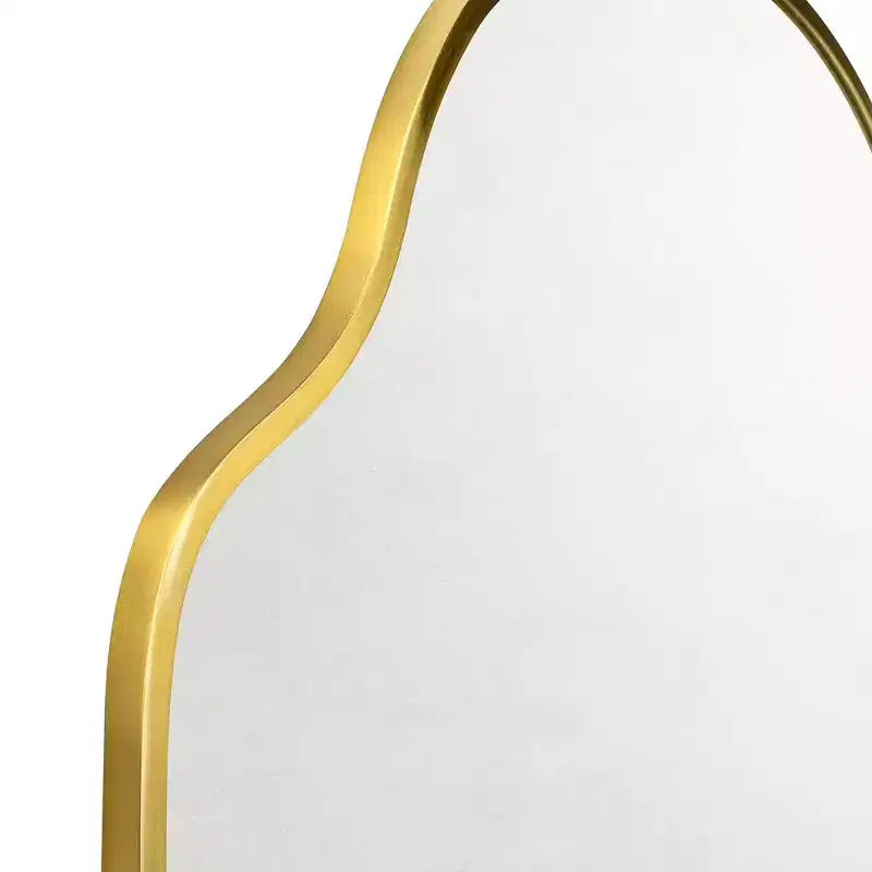 Miroir mural irrégulier asymétrique Vallia en laiton brossé, 22''x 34'' Miroir mural unique avec cadre en laiton pour salle de bain, entrée, chambre d'enfant