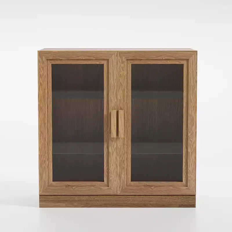 PexFix 31 Bibliothèque moderne en bois avec 2 portes vitrées et étagère réglable pour cuisine, chambre, entrée, salon, salle à manger, couleur naturelle