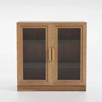 PexFix 31 Bibliothèque moderne en bois avec 2 portes vitrées et étagère réglable pour cuisine, chambre, entrée, salon, salle à manger, couleur naturelle