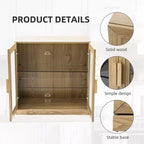 PexFix 36 Bibliothèque de rangement moderne en bois avec 2 portes vitrées et étagère réglable pour cuisine, chambre, entrée, salon, salle à manger, naturel