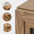 PexFix 36 Bibliothèque de rangement moderne en bois avec 2 portes vitrées et étagère réglable pour cuisine, chambre, entrée, salon, salle à manger, naturel