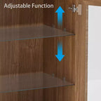 PexFix 36 Bibliothèque de rangement moderne en bois avec 2 portes vitrées et étagère réglable pour cuisine, chambre, entrée, salon, salle à manger, naturel