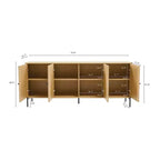 GDFStudio Ocilla, buffet moderne de 180 cm avec porte à lattes, étagères réglables et pieds en métal