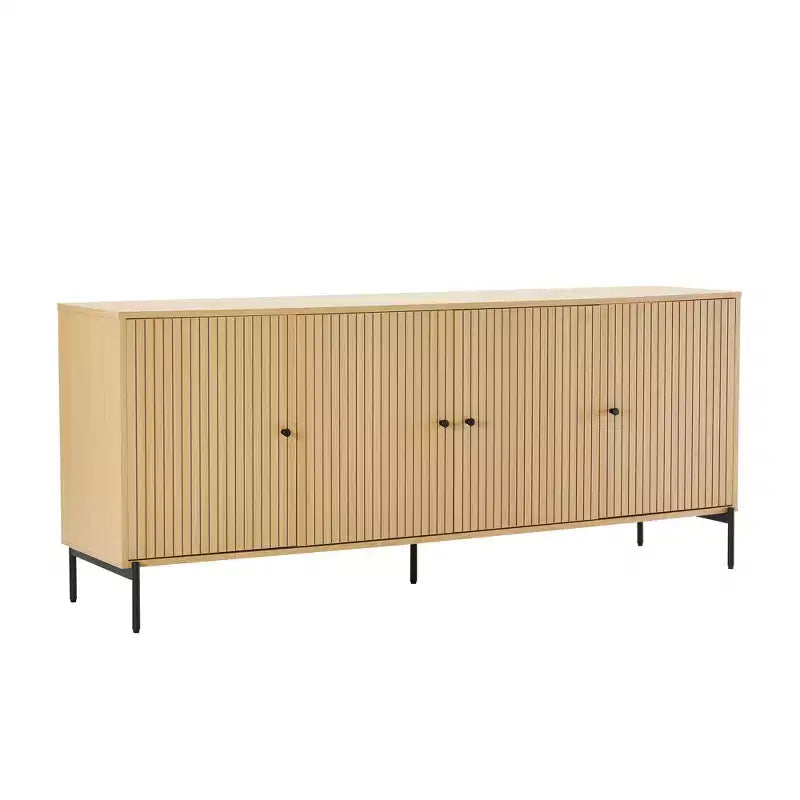 GDFStudio Ocilla, buffet moderne de 180 cm avec porte à lattes, étagères réglables et pieds en métal