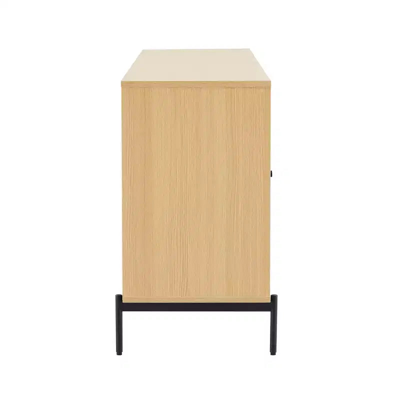 GDFStudio Ocilla, buffet moderne de 180 cm avec porte à lattes, étagères réglables et pieds en métal