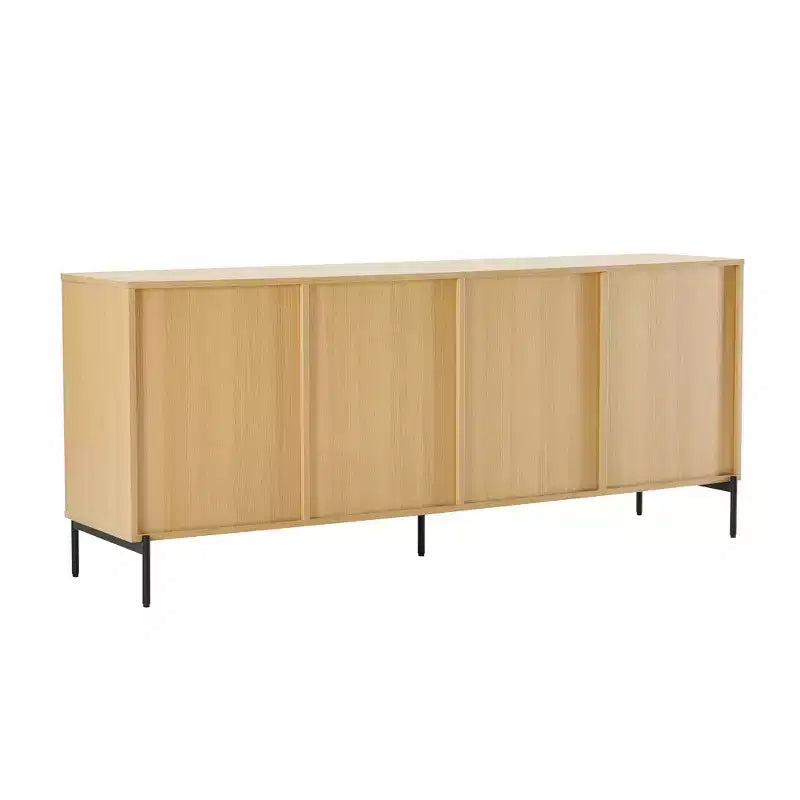 GDFStudio Ocilla, buffet moderne de 180 cm avec porte à lattes, étagères réglables et pieds en métal