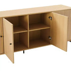 GDFStudio Ocilla, buffet moderne de 180 cm avec porte à lattes, étagères réglables et pieds en métal