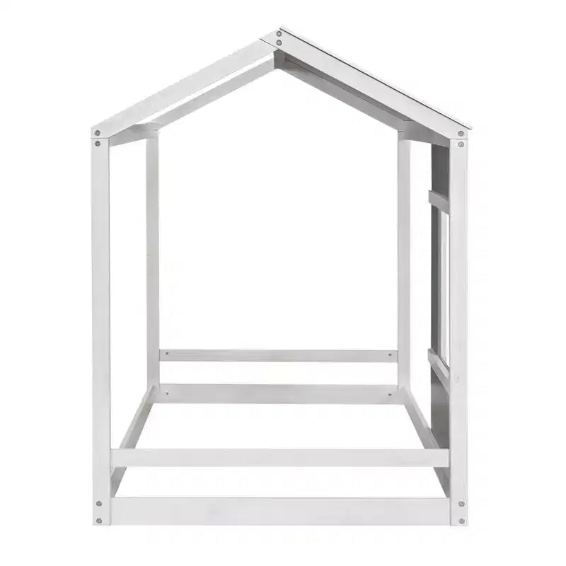 Lit plate-forme double avec toit et fenêtre, cadre de lit cabane, aucun sommier tapissier requis, lit double pour chambre à coucher, chambre d'enfant, chambre d'enfant