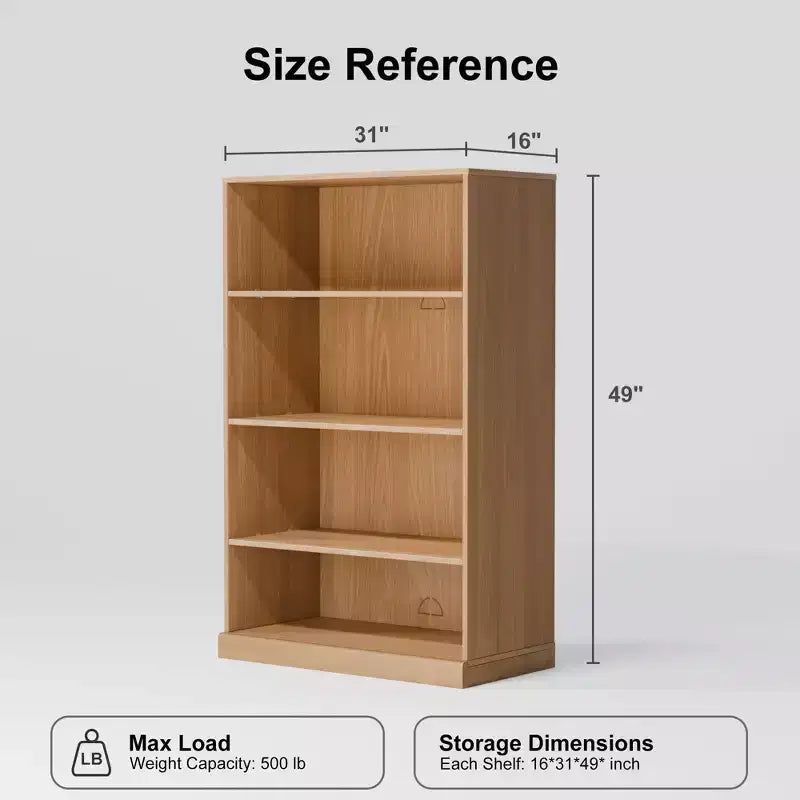 PexFix 49x31x16 Étagère de Rangement sans Porte en Bois Bibliothèque et Meuble de Bureau pour Cuisine Chambre Entrée Salon Salle à Manger Naturel