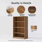 PexFix 49x31x16 Étagère de Rangement sans Porte en Bois Bibliothèque et Meuble de Bureau pour Cuisine Chambre Entrée Salon Salle à Manger Naturel