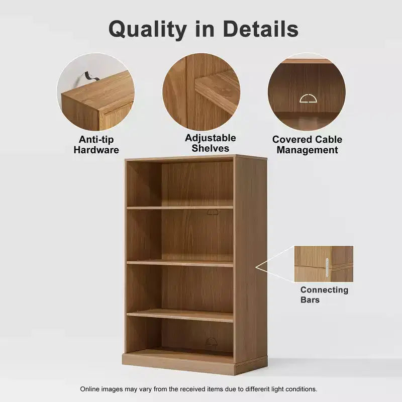 PexFix 49x31x16 Étagère de Rangement sans Porte en Bois Bibliothèque et Meuble de Bureau pour Cuisine Chambre Entrée Salon Salle à Manger Naturel
