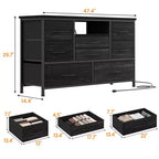 Meuble TV 8 tiroirs pour téléviseurs 55 pouces - Console média avec lumières réglables et plateau en bois, commode longue pour rangement de chambre et de salon