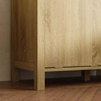 Tour de salle de bain et de buanderie en bois naturel Famapy avec tiroir et étagères ouvertes, paniers inclinables, armoire de rangement pour salle de bain et buanderie