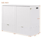 Lit escamotable mural Murphy double/grand avec tiroirs de rangement, lit armoire Murphy compact avec port USB pour chambre d'amis, structure à poulies, gris